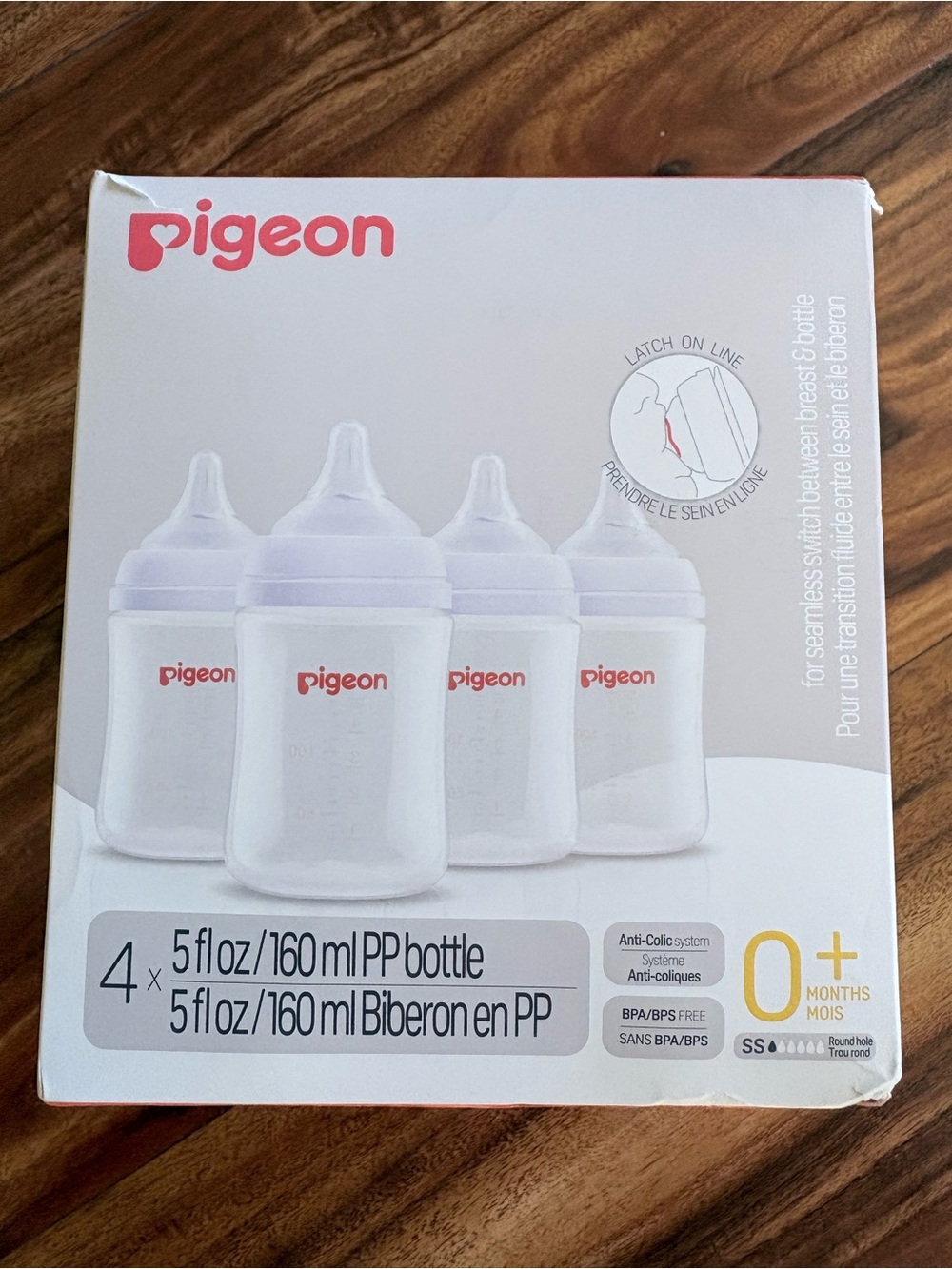 NEW Pigeon PPSU Nursing Wide Neck Anti-Colic Baby Bottles 0+ months 4 Pack 5 Oz